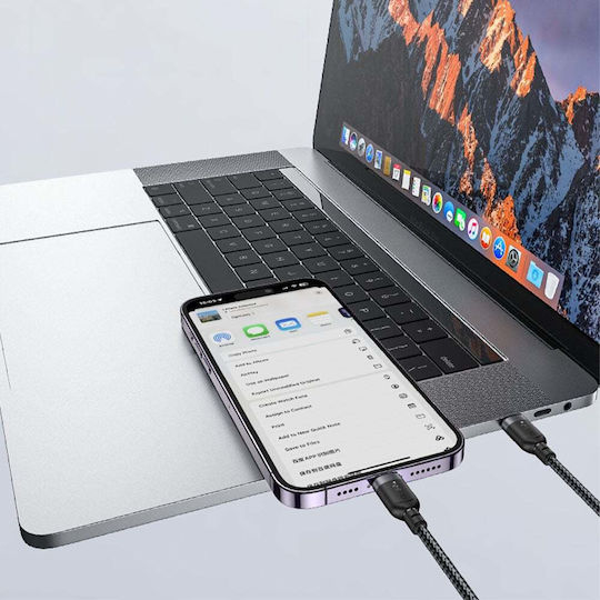 Yesido Braided USB-C to Lightning Cable 27W Μαύρο 0.3m