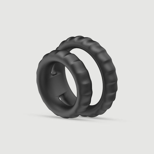 Διπλό Δαχτυλίδι Πέους Σιλικόνης Tyre Silicone Double Cock Ring Μαύρο