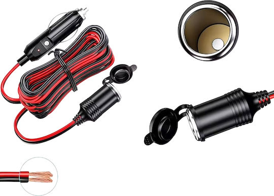Удължител за Автомобилна Запалка 12v 400 См Дължина Пластмаса Мед Защитен Капак Черен Червен