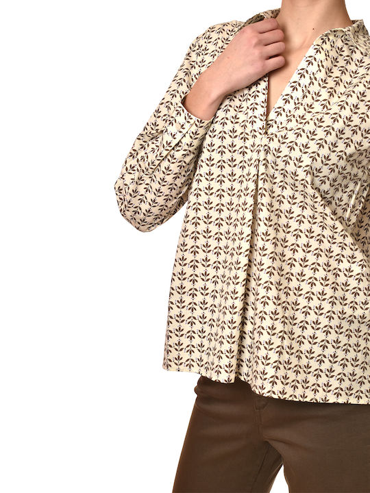 Μακρυμάνικο Γυναικείο Πουκάμισο Εκρού
