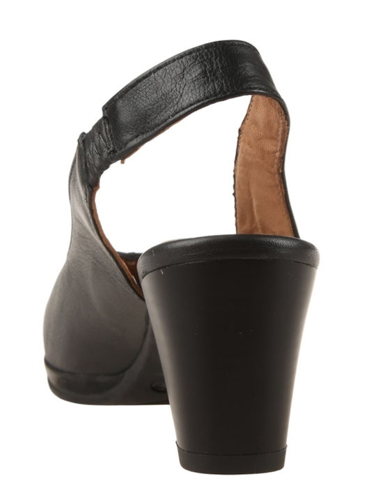 Leather Heels with Medium Heel Black