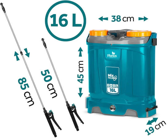 Smartic Pulverizator cu Presiune 12V cu Baterie 8Ah cu Capacitate 16l