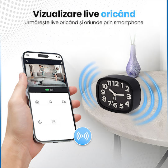 Cameră Spion Ascunsă Ceas Deșteptător Wifi Card 64gb 4k Transmisie Live Full Hd 1080p Detectare Mișcare Ceas Funcțional Monitorizare 24/7 Acces De La Distanță