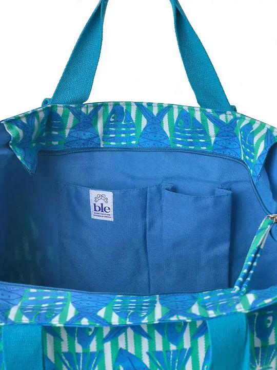 Ble Resort Collection Blue Fabric Beach Bag