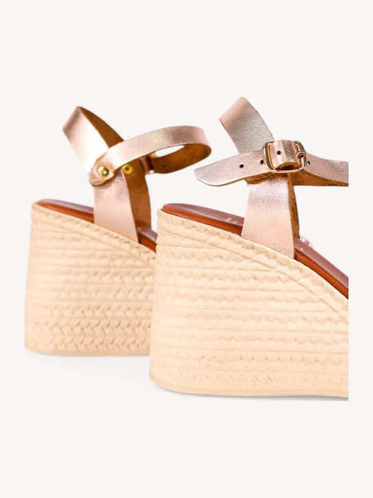 Bronze Leather Platforms Glitter Strap