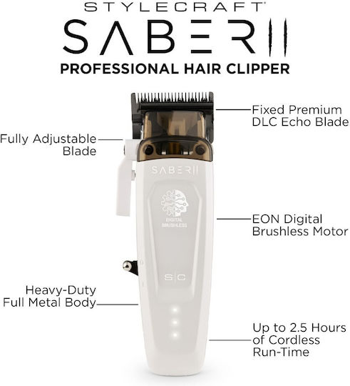 StyleCraft Clipper Rechargeable Hair Clipper White slc.0022