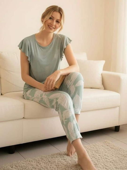 Caress Sommerliches Damen-Pyjama-Set Mint