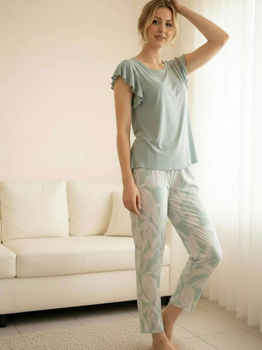 Caress Sommerliches Damen-Pyjama-Set Mint