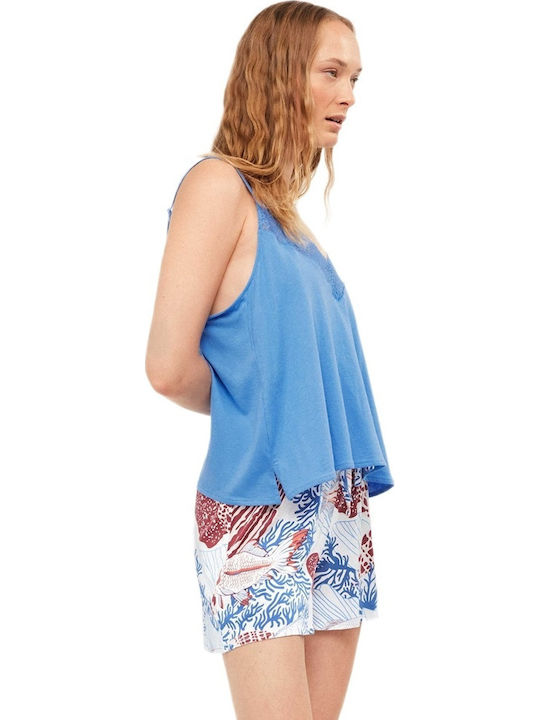 Gisela Summer Women's Pyjama Blouse Light Blue