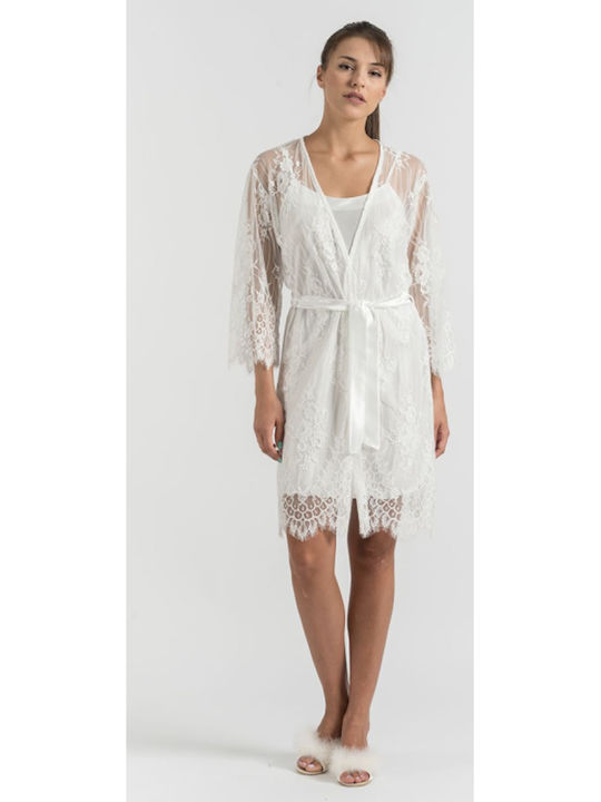 Jeannette Lingerie Summer Women's Robe with Nightgown Ecru