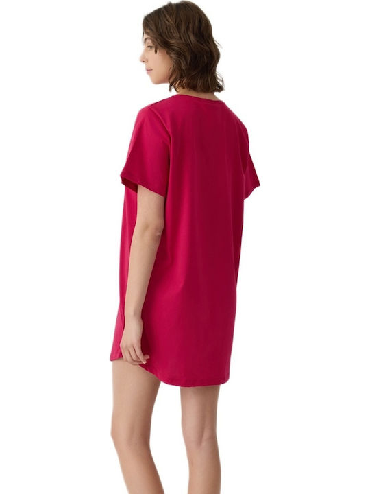 Minerva Summer Cotton Women's Nightgown Burgundy