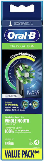 Oral-B Cross Action CleanMaximiser Rezerve Capete Periuță Dinți Electrică Ediția Neagră 4 Buc