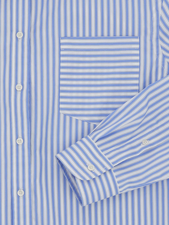 Long Sleeve Women's Shirt Light Blue Striped