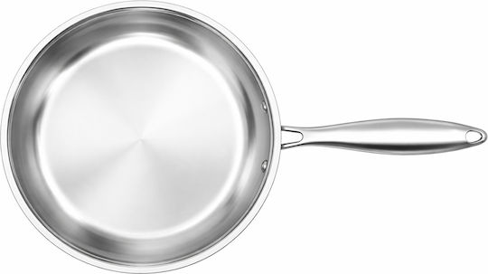 Cheffinger 28 Cm Frying Pan Compatible All Heat Sources Induction In Stainless Steel Silver