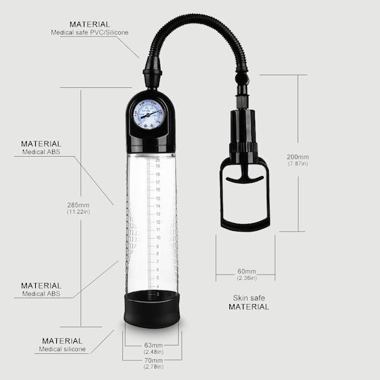 Αντλία Πέους Λαβή & Μανόμετρο Sexopolis Male Beginner's Penis Pump Handle & Gauge Διάφανη