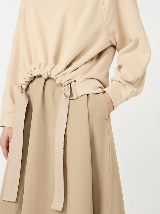 Midi Φόρεμα Μακρυμάνικο Beige