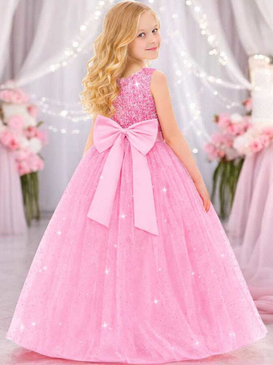 Kinderkleid Ärmellos mit Pailletten Rosa