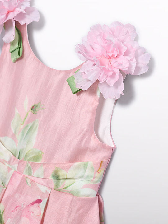 Girls Dress Linen Pink