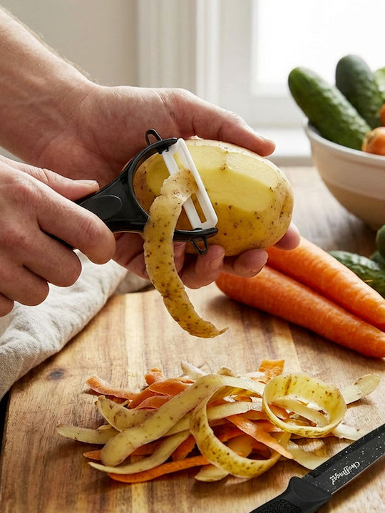 Cheffinger Set 6 Non-stick Marble-effect Knives Peeler Black