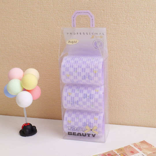 Set 3 Stücke Samt Haargummis Mit Druck Lila Design Dreamy