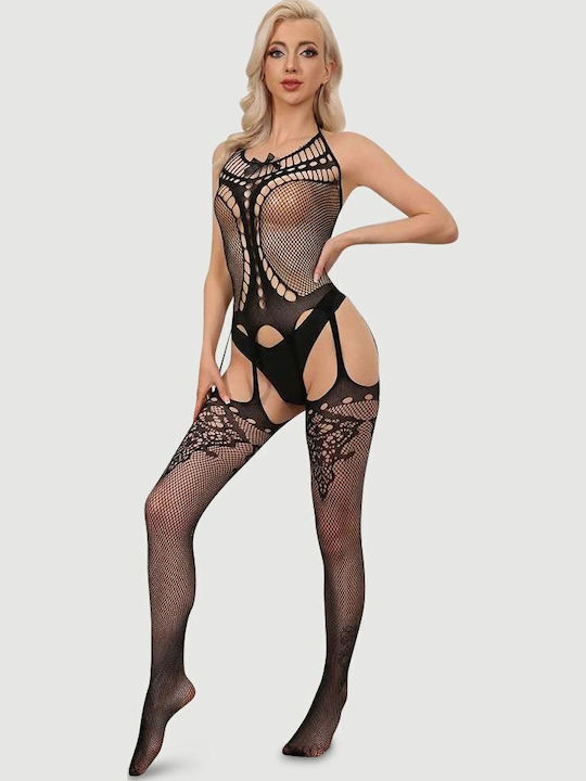 Open Sexy Bodystocking Garter Model Design Black