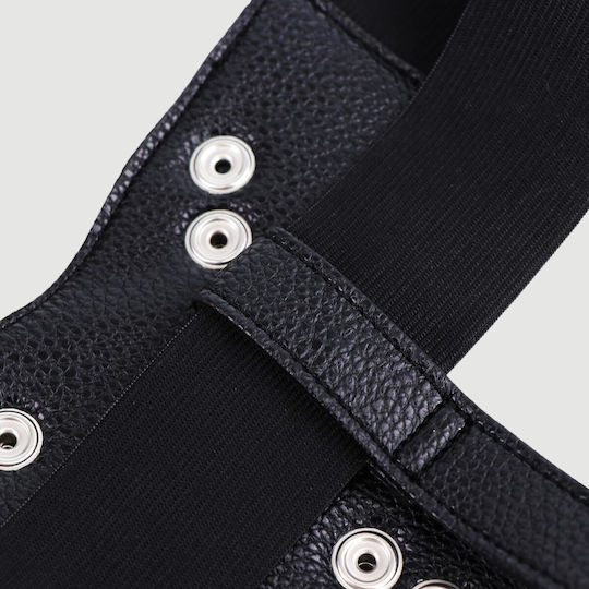 Δερμάτινο Strap On Harness Ρυθμιζόμενους Ιμάντες & Κρίκο Leather Strap On Harness Adjustable Straps & O Ring – Μαύρο