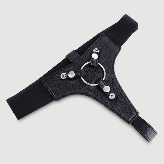 Δερμάτινο Strap On Harness Ρυθμιζόμενους Ιμάντες & Κρίκο Leather Strap On Harness Adjustable Straps & O Ring – Μαύρο