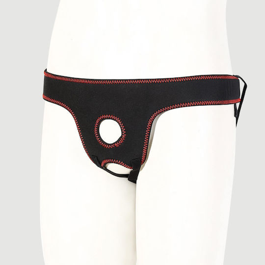 Crotchless Strap On Harness Velvet Touch & Stitching Velcro Adjustable Black