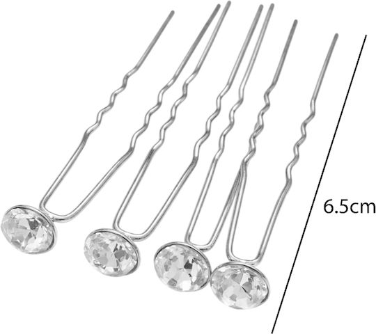 Accesorii De Păr Cu Stras Coafuri Set 4 Bucăți Argintii