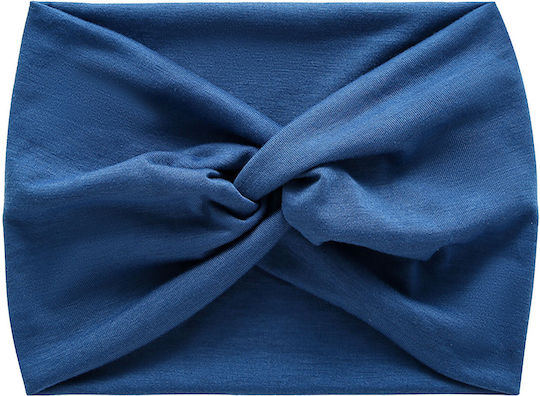 Crossed Headband Hair In Soft Plain Refined Denim Cotton
