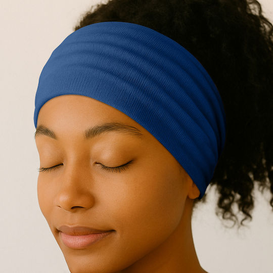 Crossed Headband Hair In Soft Plain Refined Denim Cotton