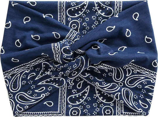 Cross Hair Banner In Soft Cotton Printed Paisley Vintage Blau