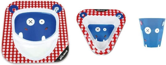 Les Deglingos Feeding Set Hippipos the Hippopotamus Food Set made of Melamine Multicolour 3pcs