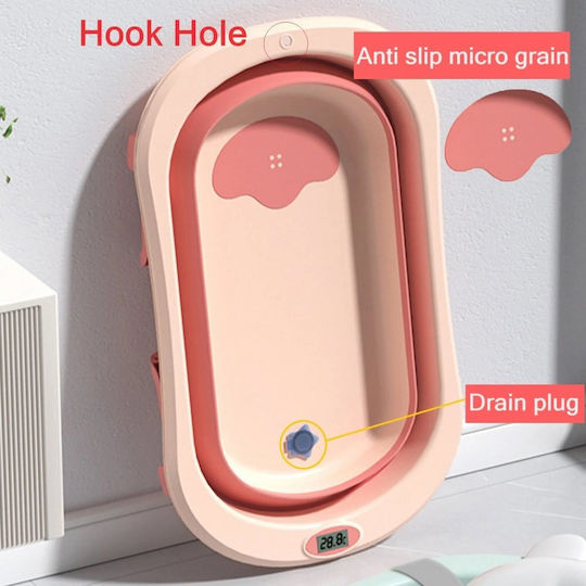 Little Mom Cadă Pliabilă pentru Bebeluși cu Termometru Roz