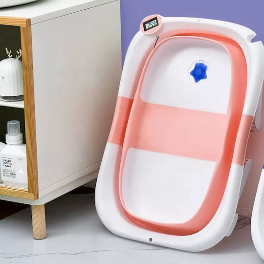 Little Mom Cadă Pliabilă pentru Bebeluși cu Termometru Roz