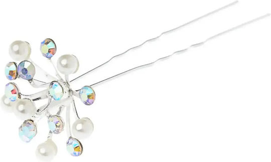 Ro-Ro Accessories Διακοσμητικό Τσιμπιδάκι Μαλλιών Ασημί με Πέρλα