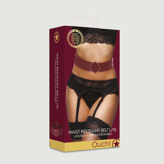 Shots Ouch Halo Waist Belt with Connector Sexy Accessories Burgundy