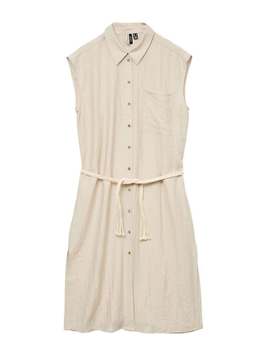Sommer Midi Hemdkleid Ecru