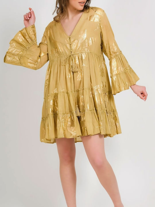 Summer Mini Dress Gold