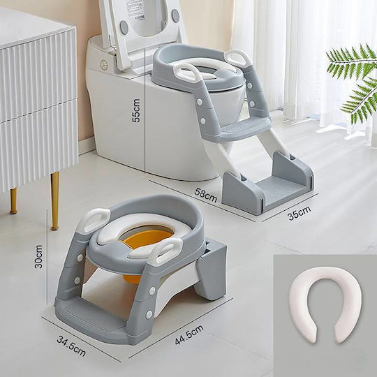 Little Mom Scaun de Toaletă Pentru Copii BH-BC-301 Galben Cu Treaptă, Mânere & Pernuță