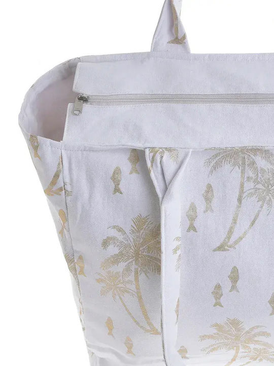 Geantă Din Țesătură Albă Culoare Palme 42x35x20 100% Bumbac