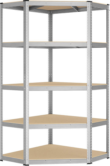 Songmics Ecken Boden Badezimmerregal Metallisch mit 5 Regalen Silber