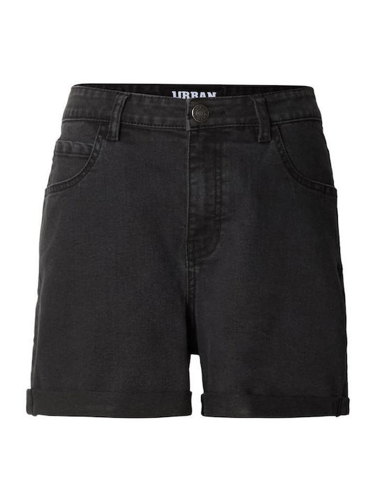 Ladies Women's High Waist Jean Shorts Black Washed