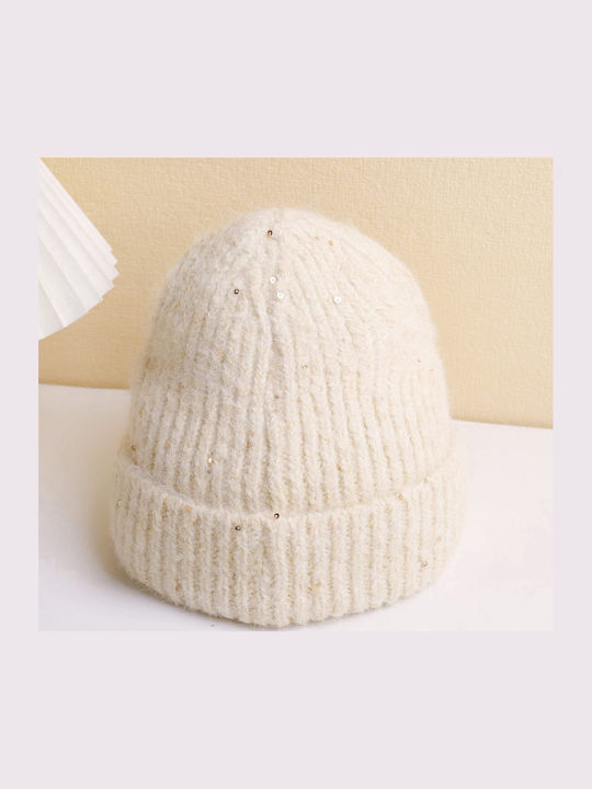 Beanie Unisex Knitted Beanie in Beige Color