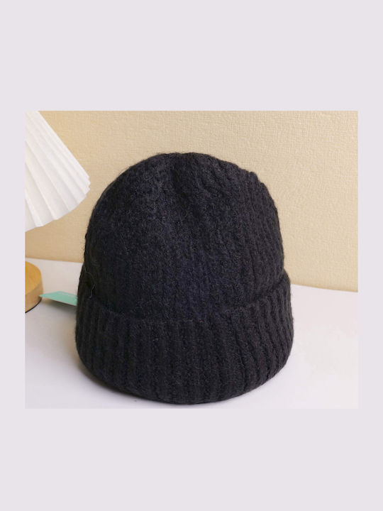 Beanie Unisex Σκούφος Πλεκτός σε Μαύρο χρώμα