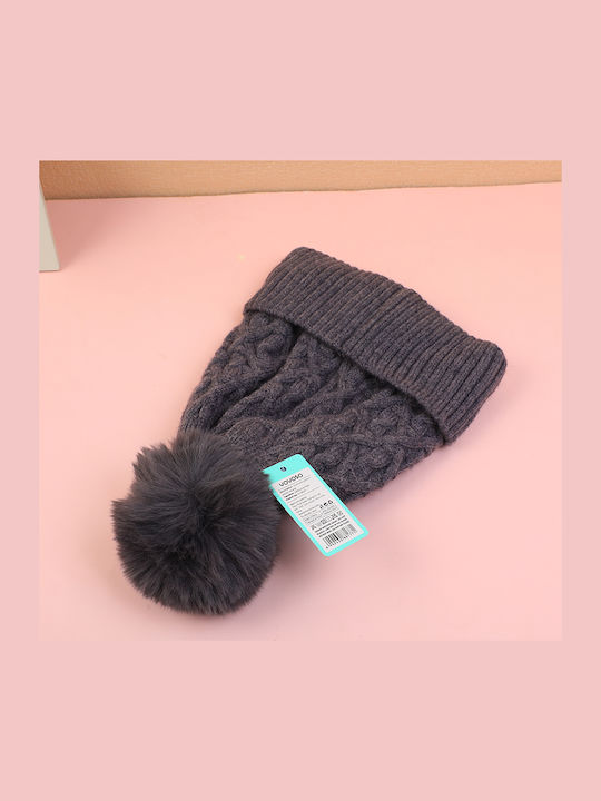 Beanie Unisex Σκούφος Πλεκτός σε Γκρι χρώμα