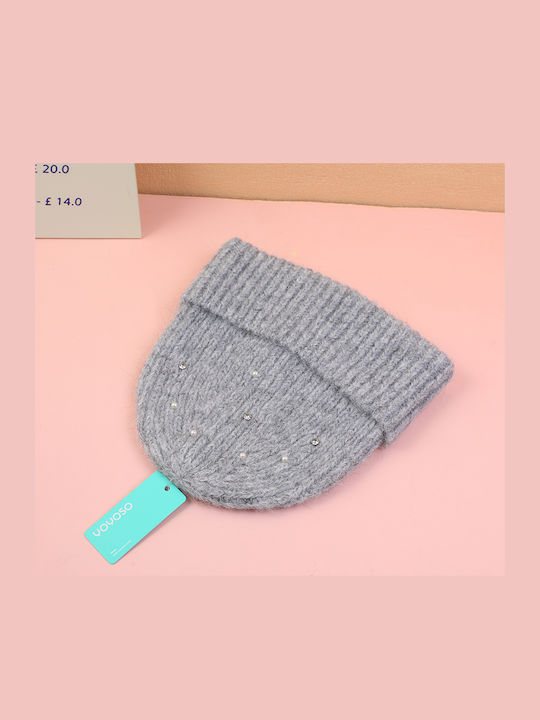 Beanie Unisex Σκούφος Πλεκτός σε Γκρι χρώμα