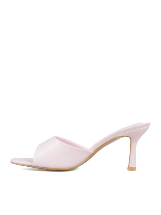 Mules With High Heel In Pink Colour