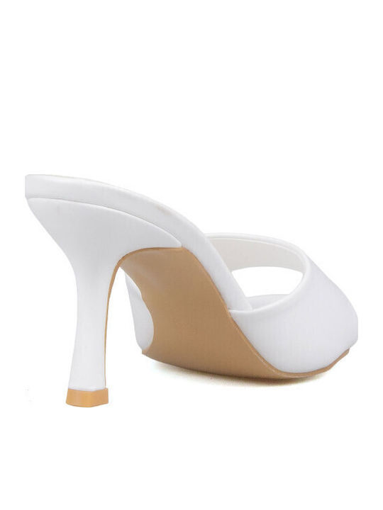 Mules With High Heel In White Colour