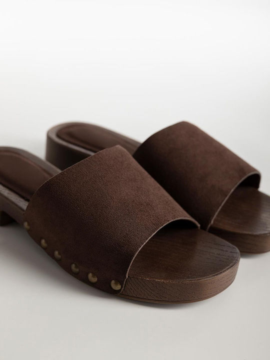 Flat Suede Mules σε Καφέ Χρώμα